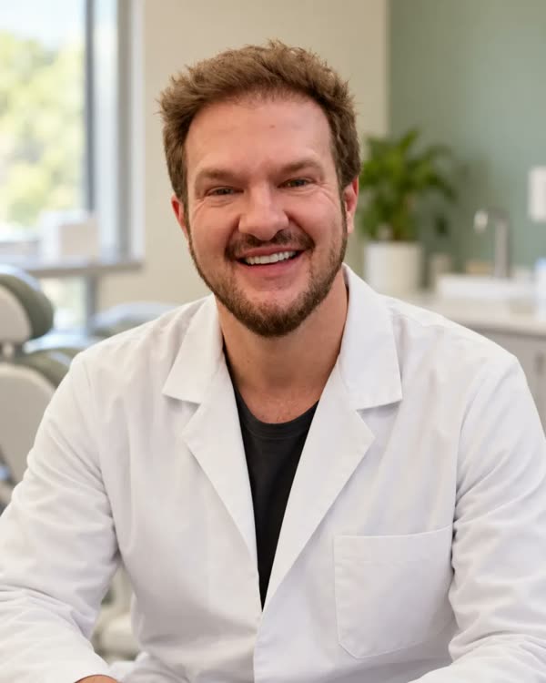 Dr. Carlos Bisol, de jaleco branco, sorrindo