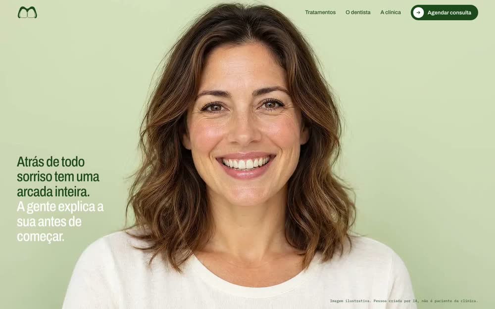 Sorriso que fecha a entrada do site, em vídeo gerado por IA (pessoa criada por IA)